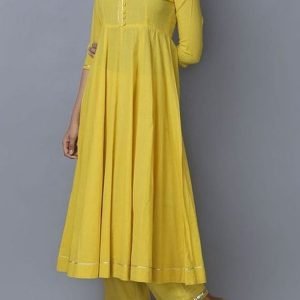 mul cotton  yellow suit set